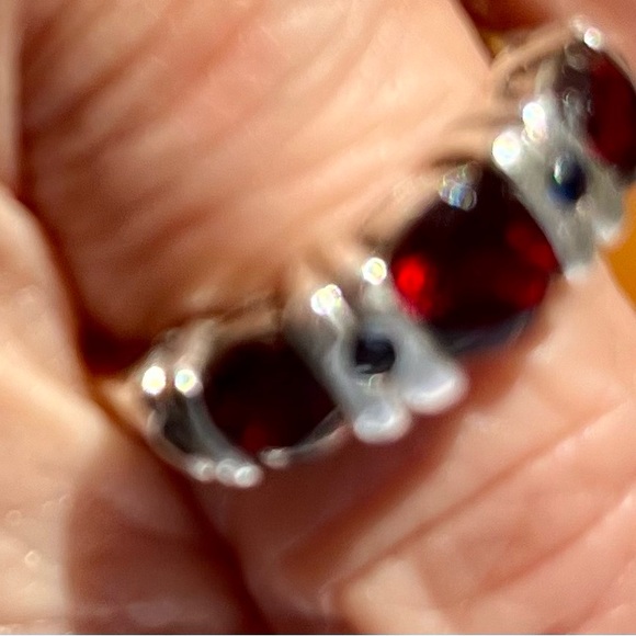 Antique garnet and silver ring - Picture 4 of 6